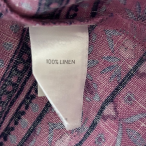 J. Jill Large Pink/ Blue Floral 100% Linen Sleeveless Shift Dress Classic - Picture 14 of 15